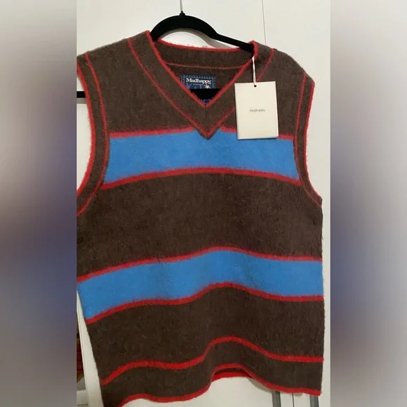 NWT Madhappy Brushed Llama Striped Chocolate Colorblock Multi Vest Size Large - Picture 4 of 6
